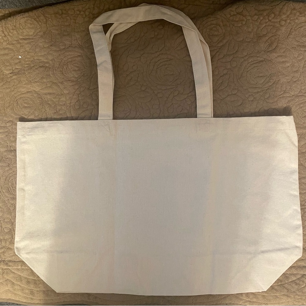 Nwot Sezane Mon Amour Heart Canvas Tote Bag - Image 3